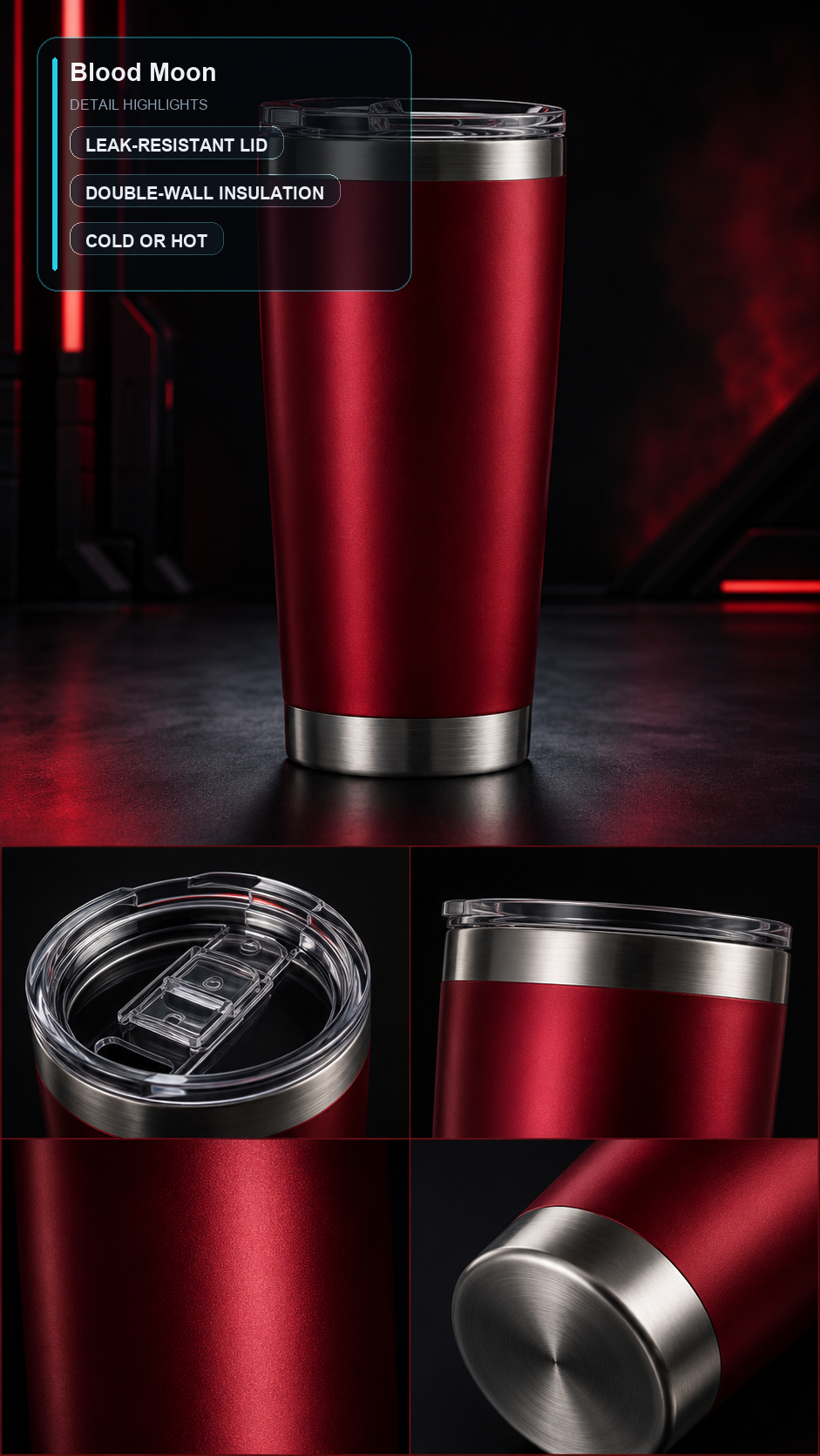 CyberFlasks Blood Moon insulated tumbler detail image