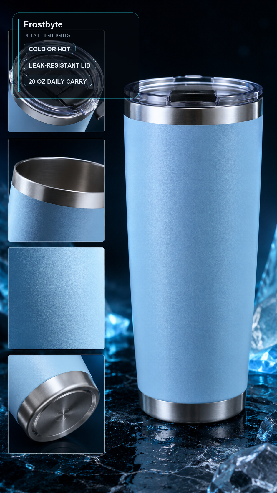 CyberFlasks Frostbyte insulated tumbler detail image