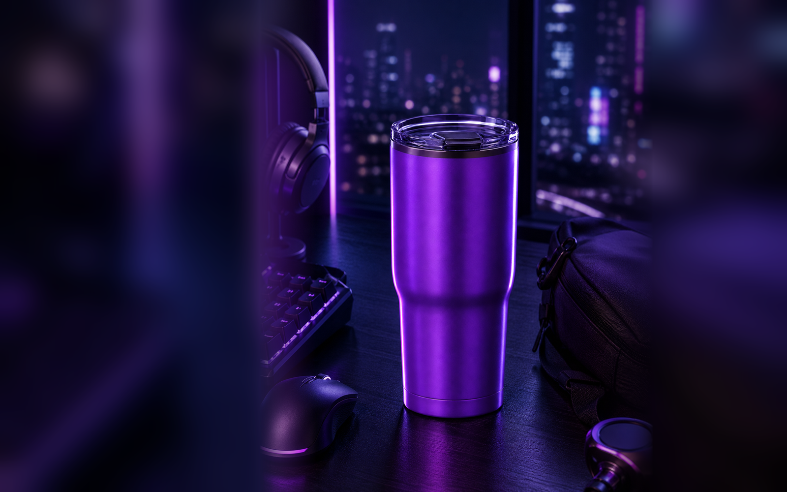 CyberFlasks Neon Drift insulated tumbler lifestyle image